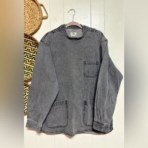 GARDEN HEIR JAPANESE DENIM GARDENING SMOCK IN GREY DENIM SIZE Large 100% Cotton
